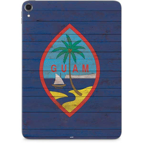 Guam Flag Dark Wood Apple iPad Pro Skin